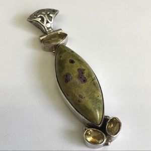 Sterling Silver Green Aventurine & citrine Pendant
